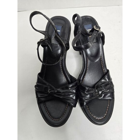 Vintage 90s L.e.i. Black Chunky Platform High Heels size 10 - Picture 3 of 13